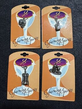 205.  4 Charming Spirits Pewter Bar Theme Charms NEW